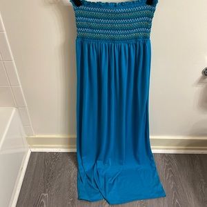Dots Strapless Maxi Dress Size L Color Blue